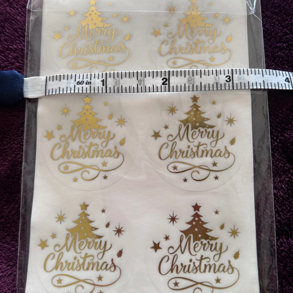 New Merry Christmas Stickers in Gold - 120 pieces